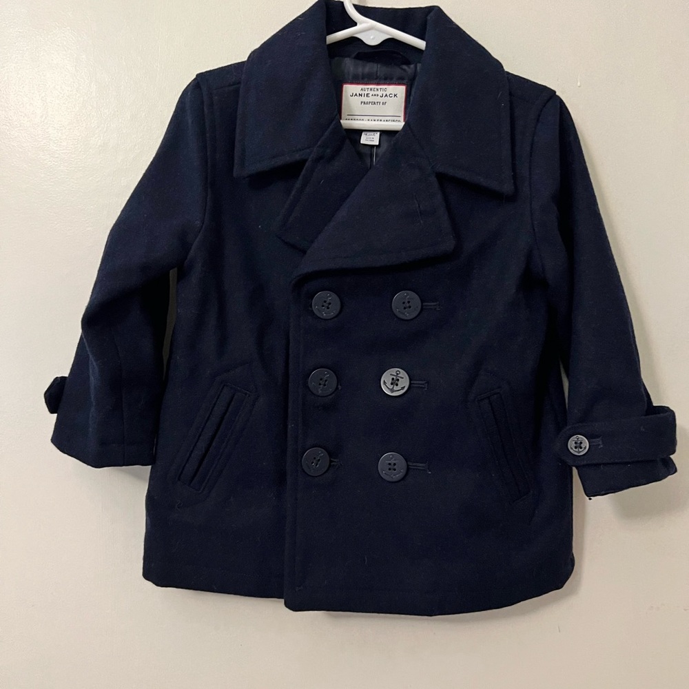 Janie and Jack navy blue pea coat 18-24 mos